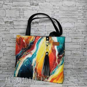torebka damska shopper bag na ramię zamykana - abstrakcja 2, torba