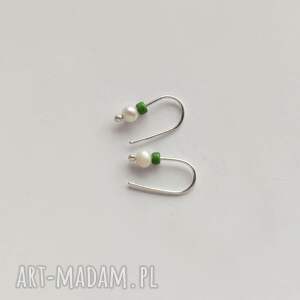 okrąg kolczyki, srebro, perła, kolaliki szklane, pod choinkę