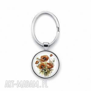 Prezent Brelok z makami - kwiatowy motyw, ręcznie robiony