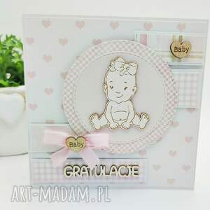 kartka gratulacyjna z okazji narodzin dziewczynki - gratulacje sercem
