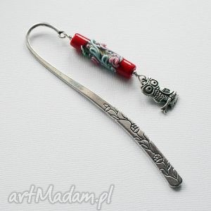 zakładka - sowa mądralińska, lampwork, sówka, kwiaty, bali