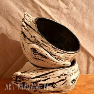 pomysł na upominki Zdrewniałe miseczki kamionkowe, drewno, glina