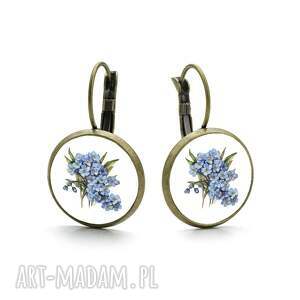 kolczyki na biglu bukiet niezapominajek prezent dla niej z kwiatami