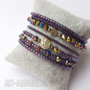 bransoletka boho makrama sznurek fioletowa2, bransoletki z koralików, koraliki