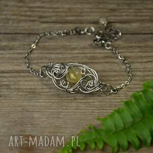 handmade bransoletka cytryn wire wrapping stal chirurgiczna