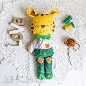 tygrysek - 41 cm, chłopczyk dzień dziecka, bezpieczna zabawka ręcznie haftowany