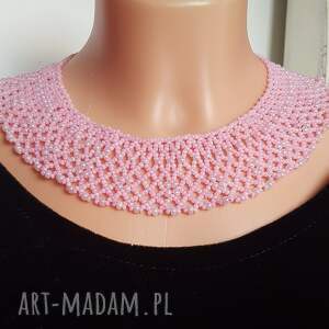 handmade naszyjniki naszyjnik krywulka z różowych koralików nasz20 - 3