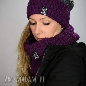 Triquence 43 - CIEMNY FIOLET, czapa, dziergana czapka