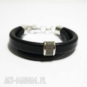 Prezent Bransoletka skórzana - unisex, czarna