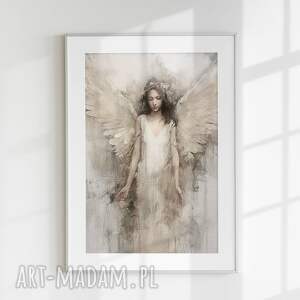 plakaty anioł w delikatnych odcieniach beżu i bieli 40x50 cm (8 - 2 0043)