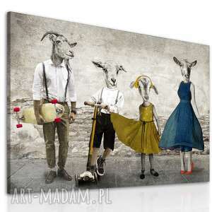 nowoczesny obraz na płótnie z kozami - rodzina kozłowskich 120x80cm 02405