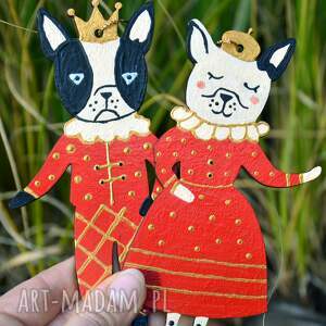 upominek Ręcznie malowane ozdoby świąteczne - para buldogów