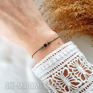 bransoletka z onyksem i malachitem nitce czarna nitka, biżuteria