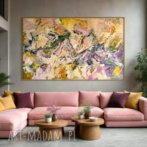 autorski obraz abstrakcyjny 130x215 cm na płótnie do salonu