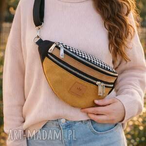 Miodowo czarna z nubuku Nevada No1, damska, kolorowa nerka