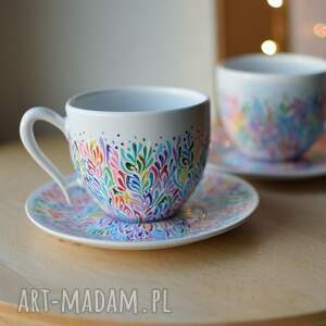 hand made ceramika filiżanki dla pary ręcznie malowana