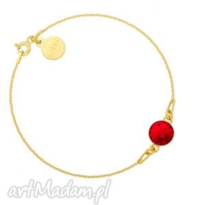 handmade złota bransoletka z czerwonym kryształem swarovski® crystal