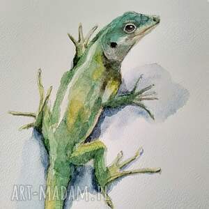 jaszczurka akwarela gady, pokój nastolatka, dekoracja zwierzęta