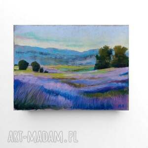 lawendowa łąka - praca formatu 18/24 cm pastele suche rysunek