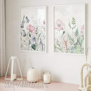 zestaw plakatów 2cz 50x70 cm pastelowe kwiaty flow_07, plakat z kwiatami