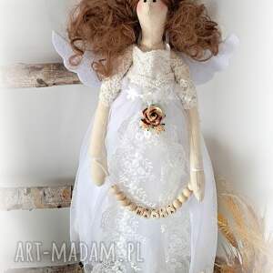 Anioł stróż „Aniołek na szczęście” 53 cm - prezent handmade na chrzest i komunię