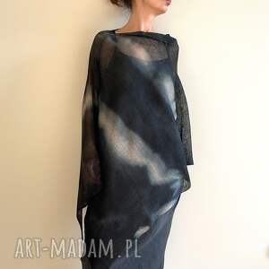 Prezent Lniana narzutka grafit&natura, ponczo, tunika, len