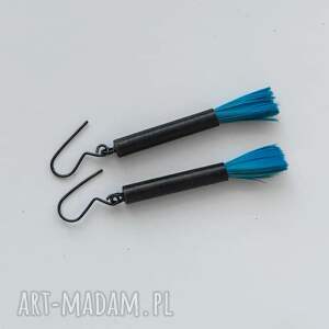 piórko kolczyki oksydowane, mosiądz