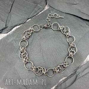 Bransoletka - ażurowe koła, chainmaille, stal szlachetna
