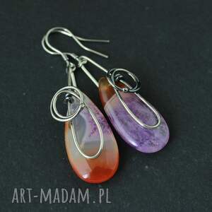 Kolczyki Jesna - agat i oksydowane srebro, z agatami