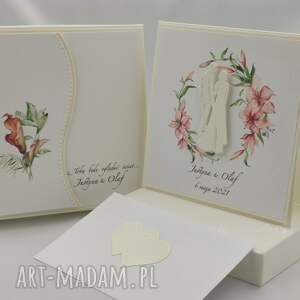 handmade scrapbooking kartki kartka na ślub w pudełku z kopertą, w2
