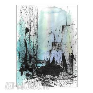 Prezent Grafika z cyklu Lazurowe drżenia 30cm x 40cm, abstrakcja