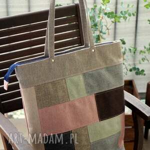 torba na ramię zero waste, shopperka xl patchwork, polski produkt