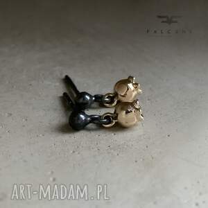 kolczyki berries gold, pozłacany mosiądz srebrne sztyfty mosiądzu