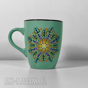 unikalny kubek z ręcznie malowaną mandalą prezent