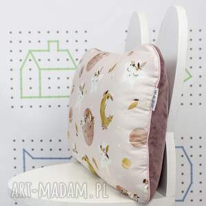 handmade pokoik dziecka płaska poduszka do łóżeczka boho space róż 30x45