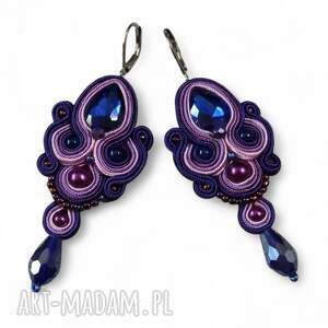 kolczyki sutasz nane śliwkowo fioletowe kryształkami