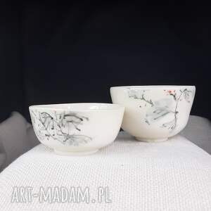handmade ceramika para czarek „ukochana” i „córka”. Dwie czarki do herbaty wytoczone