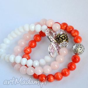 ręcznie wykonane bracelet by sis: jasno różowe kamienie półszlachetne