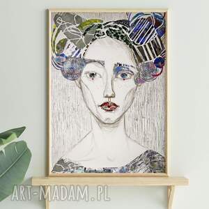 plakat A4 - kobieta o bladej cerze, wydruk, grafika, postać, portret