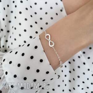 bransoletka srebrna z nieskończonością i sercem forever, biżuteria na prezent