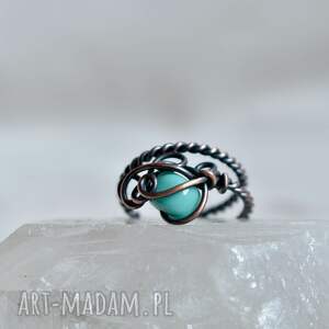 turkusowo - pierścionek ze szkłem siostry