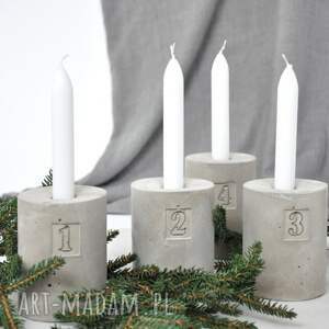 świeczniki adwentowe - betonowe komplet 4 sztuk, święta