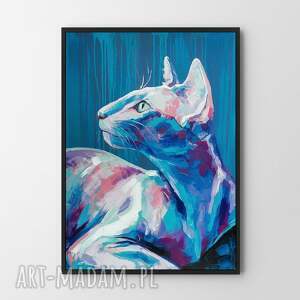 plakat kot - 30x40 cm, obraz plakaty ze zwierzętami, ilustracja kot
