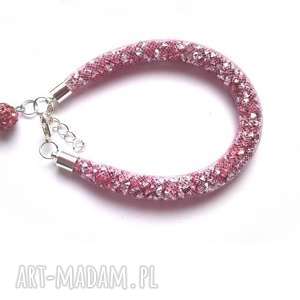 handmade bransoletka stardust z shamballą pastelowy róż