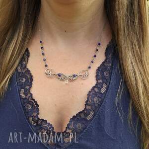 Oryginalny naszyjnik lapis lazuli kryształ górski wire wrapping