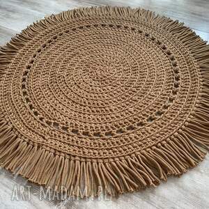 dywan boho ze sznurka bawełnianego 100 cm handmade szydełko