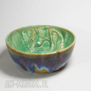 handmade ceramika miska śniadaniowa z koniem - miseczka shade of greeen
