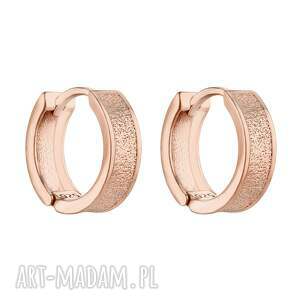 grube kółka z fakturą z różowego złota, kolczyki, koła