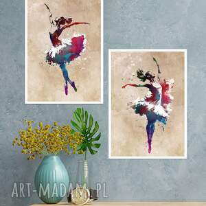 ballerina - 2 grafiki A4, plakat A4 balet obraz, prezent na święta