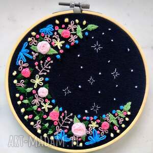 dekoracje tamborek haftowany haft płaski księżyc i gwiazdy, wzór kwiatowy pomysł